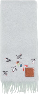 (W) LOEWE x 藤田嗣治 企鵝羊毛圍巾 灰藍色. F811257-X46 Purchase (W) LOEWE x 藤田嗣治 企鵝羊毛圍巾 灰藍色. F811257-X46