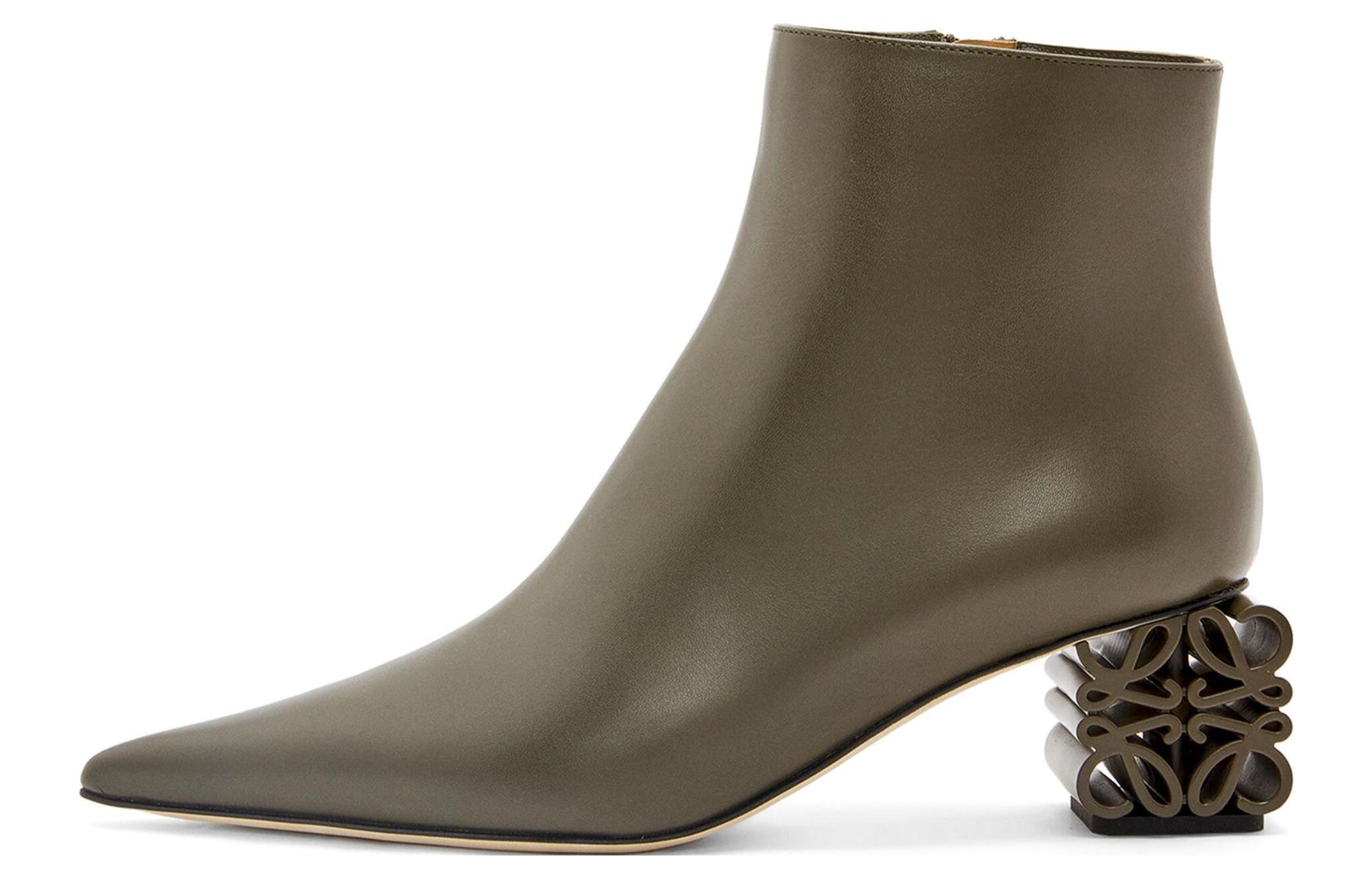 (W) LOEWE Zippered High-Heel Ankle Boot 'Khaki Green'