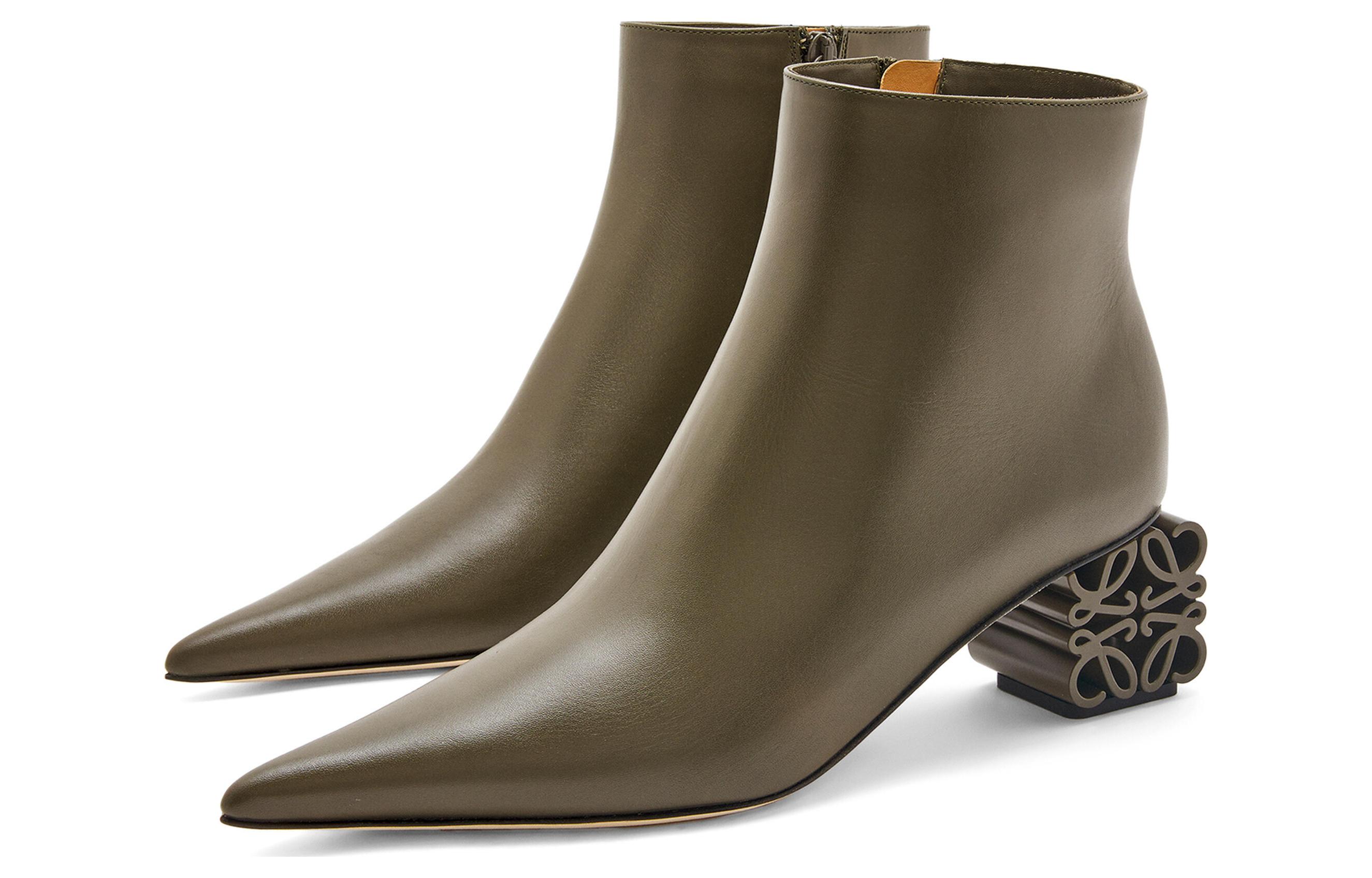 (W) LOEWE Zippered High-Heel Ankle Boot 'Khaki Green' 圖 2