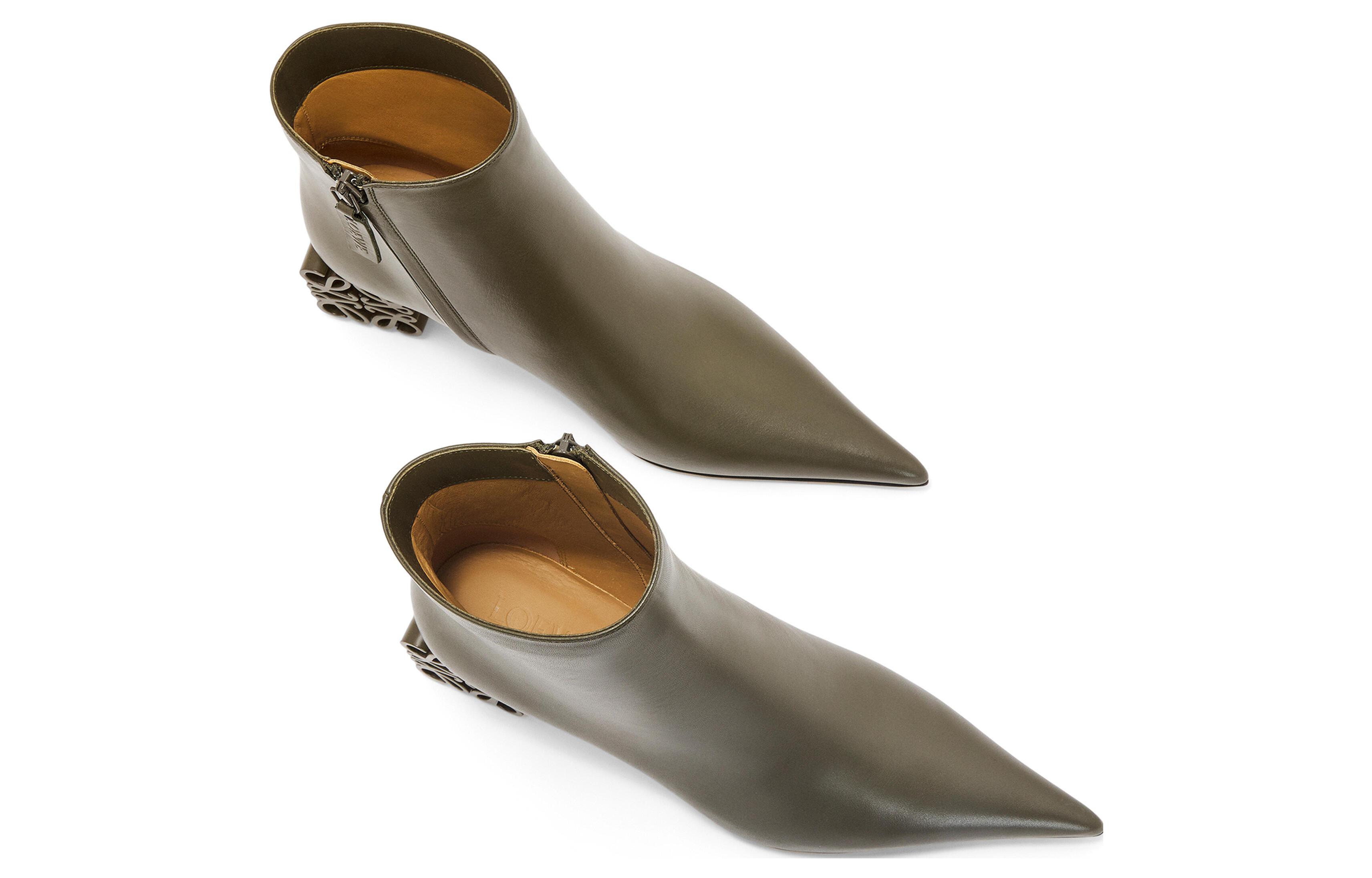 (W) LOEWE Zippered High-Heel Ankle Boot 'Khaki Green' 圖 3