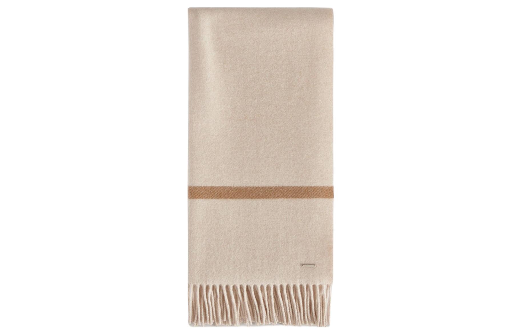(Women) Loro Piana  Beige Cashmere Scarf with Classic Stripes FAF9173A193