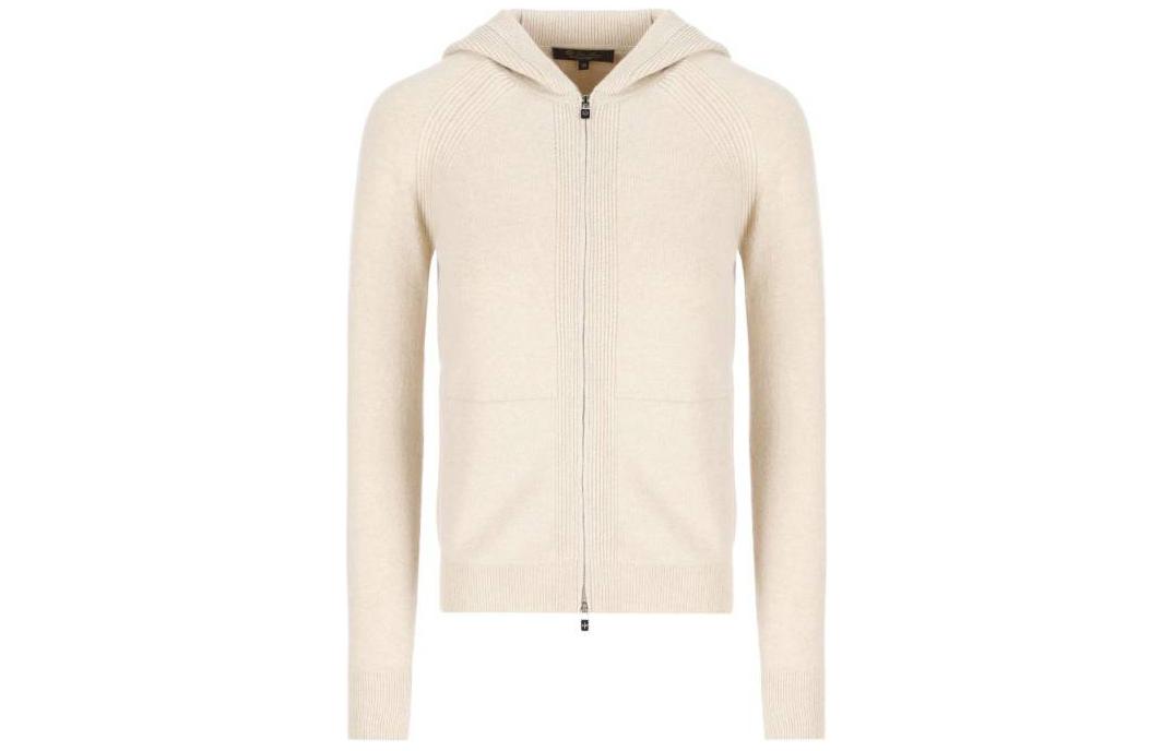 (Women) Loro Piana  Beige Casual Solid Color Hoodie Cardigan Sweater FAG3599A193