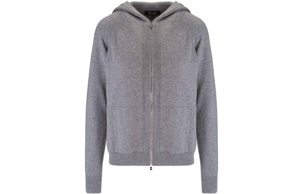 Order (W) Cárdigan Suéter con Capucha Color Gris Sólido Loro Piana. FAG3599MF99