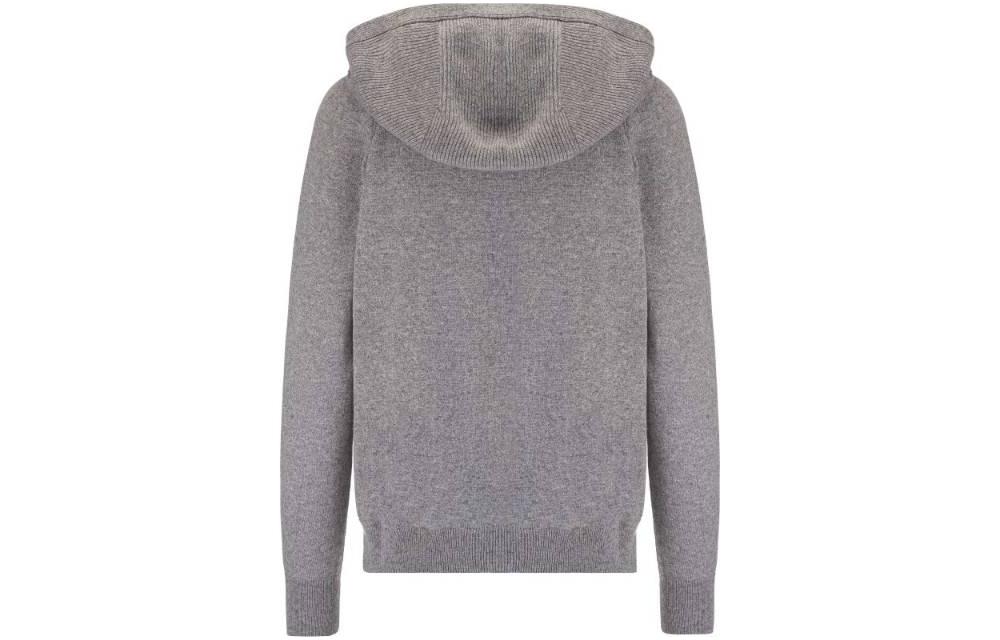 Lookbook (W) Cárdigan Suéter con Capucha Color Gris Sólido Loro Piana. FAG3599MF99