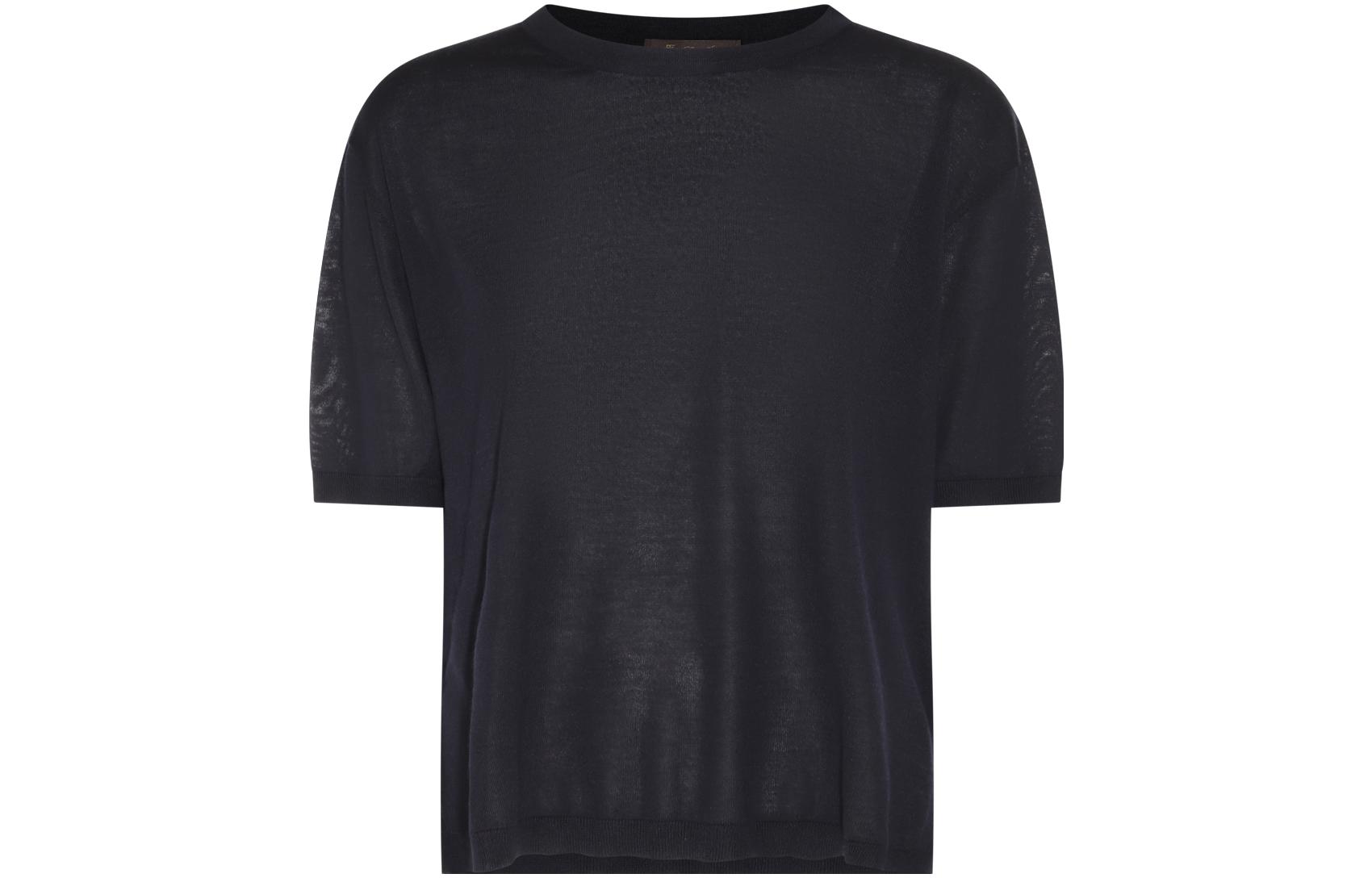 Order (W) ロロピアーナ ルーズフィット ネイビーブルー 半袖ラウンドネックTシャツ FAM7851W000