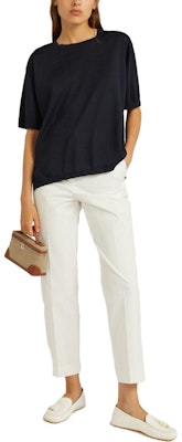 (W) ロロピアーナ ルーズフィット ネイビーブルー 半袖ラウンドネックTシャツ FAM7851W000 Lookbook (W) ロロピアーナ ルーズフィット ネイビーブルー 半袖ラウンドネックTシャツ FAM7851W000