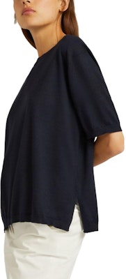 (W) ロロピアーナ ルーズフィット ネイビーブルー 半袖ラウンドネックTシャツ FAM7851W000 Shop (W) ロロピアーナ ルーズフィット ネイビーブルー 半袖ラウンドネックTシャツ FAM7851W000