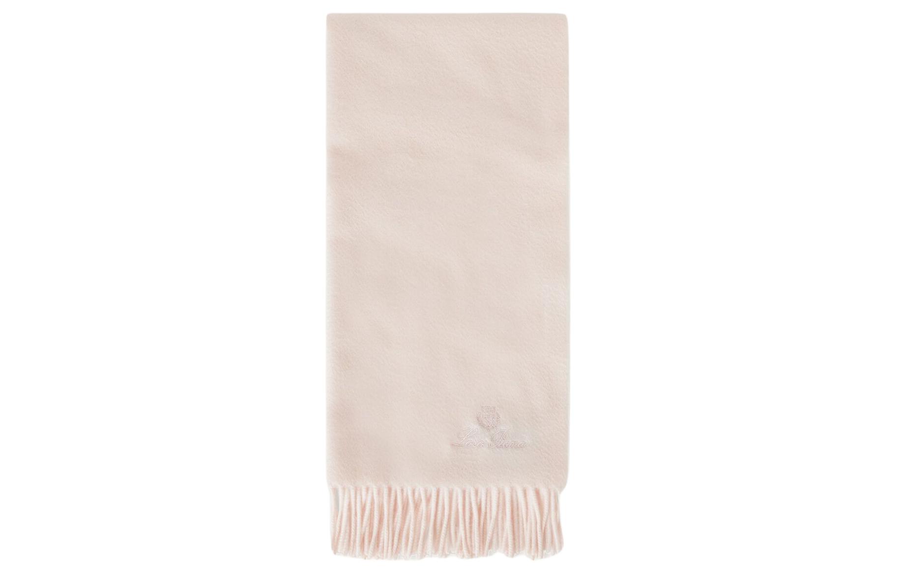 (Women) Loro Piana  Pink Embroidered Fringe Wool Scarf. FAO37663772