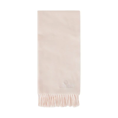 (Women) Loro Piana Pink Embroidered Fringe Wool Scarf. FAO37663772