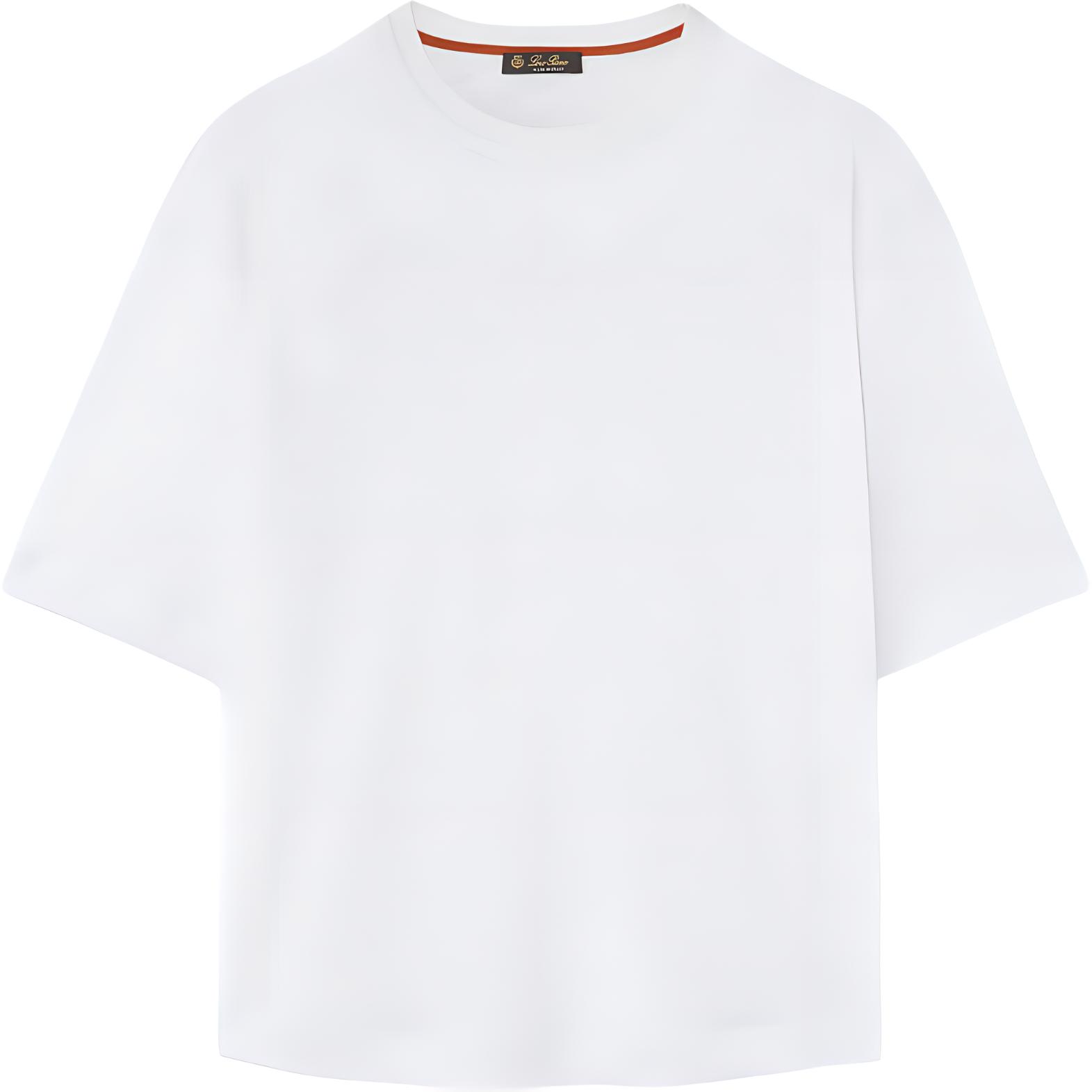(Women) Loro Piana  Solid White Crewneck Short Sleeve T-Shirt. FAM86541000
