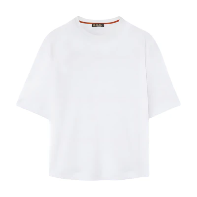 (Women) Loro Piana Solid White Crewneck Short Sleeve T-Shirt. FAM86541000