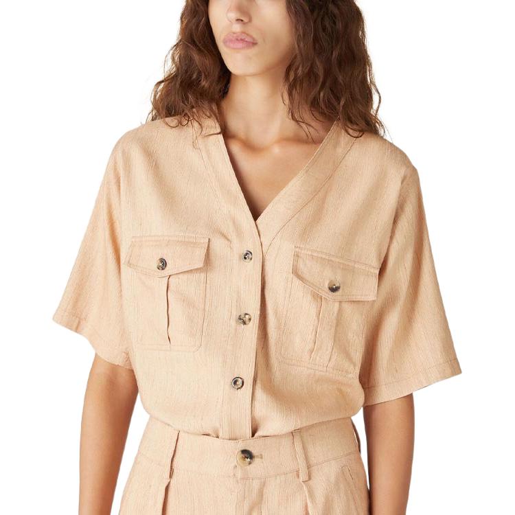 Purchase (W) ロロピアーナ SS24 ライトイエロー Vネック ポケット付き半袖シャツ。 FAN7463E0B5