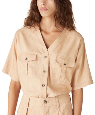 (W) ロロピアーナ SS24 ライトイエロー Vネック ポケット付き半袖シャツ。 FAN7463E0B5 Purchase (W) ロロピアーナ SS24 ライトイエロー Vネック ポケット付き半袖シャツ。 FAN7463E0B5