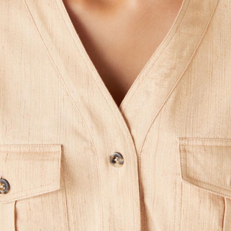 Cheap (W) ロロピアーナ SS24 ライトイエロー Vネック ポケット付き半袖シャツ。 FAN7463E0B5