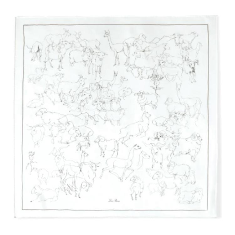 (Women) Loro Piana  White Silk Scarf with Animal Print Design. FAO6953T1MJ