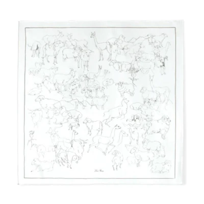 (Women) Loro Piana White Silk Scarf with Animal Print Design. FAO6953T1MJ