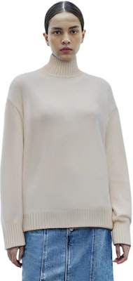 (W) 로로 피아나 화이트 솔리드 터틀넥 긴팔 스웨터. FAN3481-100B Shop (W) 로로 피아나 화이트 솔리드 터틀넥 긴팔 스웨터. FAN3481-100B