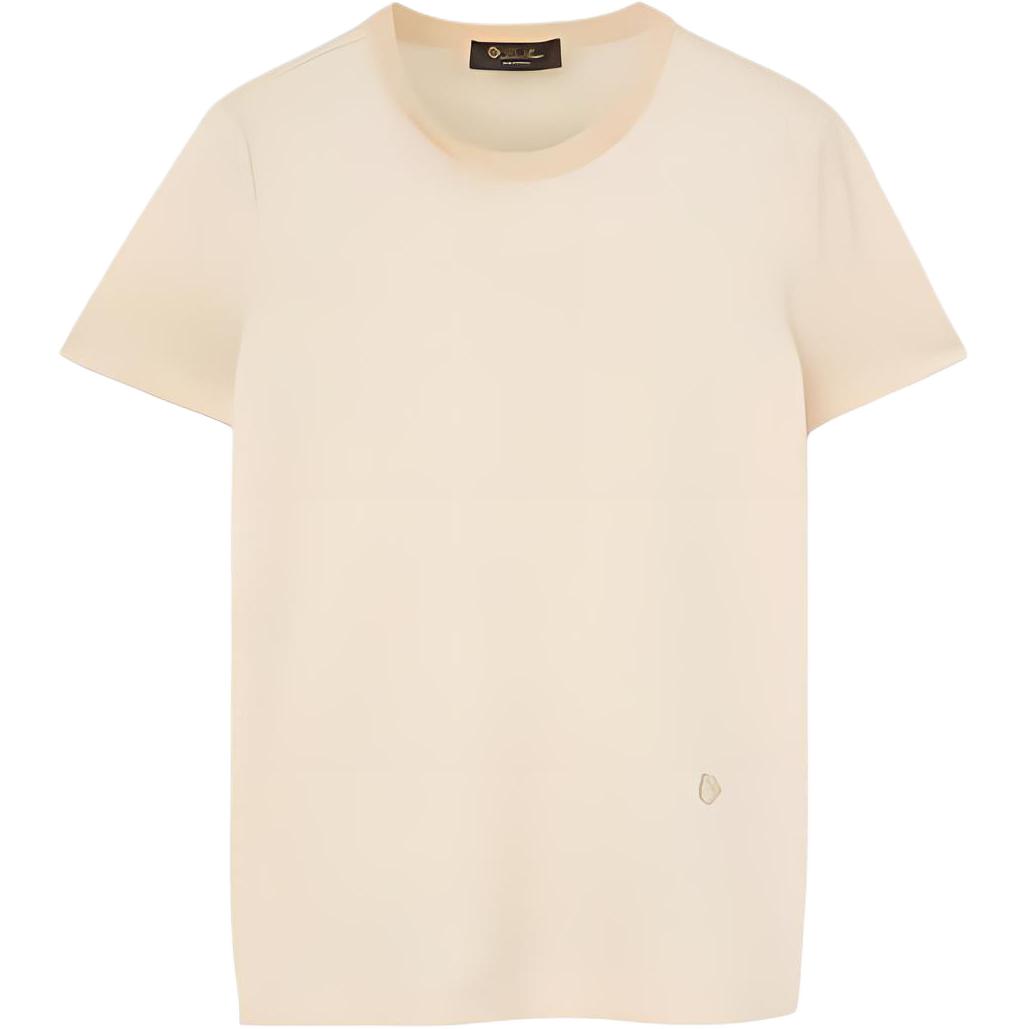 (Women) Loro Piana Solid Beige Crewneck Short Sleeve T-Shirt  Casual Top. FAI5069-A0DL