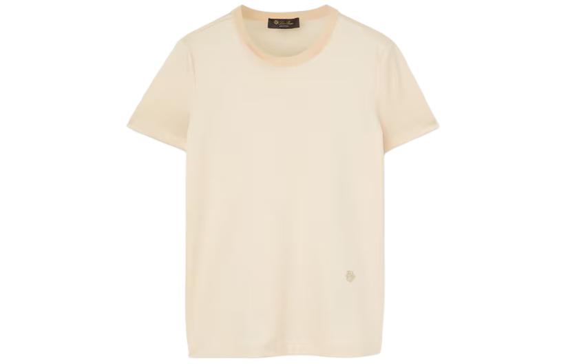 Order (W) ロロピアーナ ベージュ クルーネック 半袖 Tシャツ カジュアルトップス FAI5069-A0DL