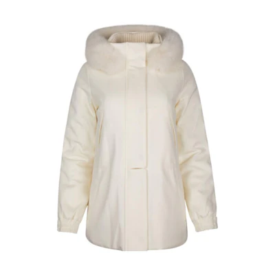 (Women) Loro Piana Solid Color Long Sleeve Hooded Fur Collar Jacket FAF80861230