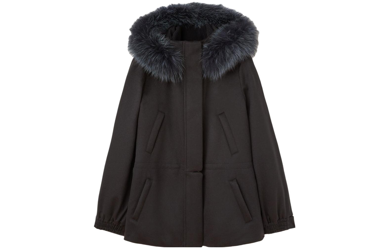 Cheap (W) Loro Piana 素色長袖連帽毛領外套 FAF80861230