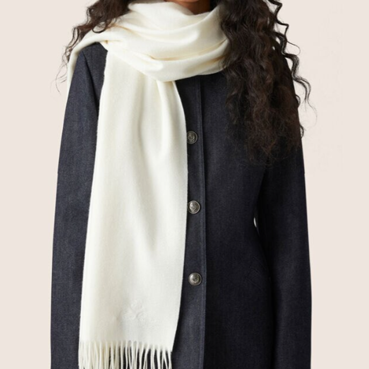 Lookbook (W) ロロピアーナ レディース 白無地 カシミア スカーフ FAO37651000