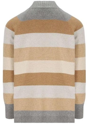 (W) Loro Piana Sweater Cashmere Coklat Lengan Panjang Bergaris Stylish. FAM0737F3AS Lookbook (W) Loro Piana Sweater Cashmere Coklat Lengan Panjang Bergaris Stylish. FAM0737F3AS