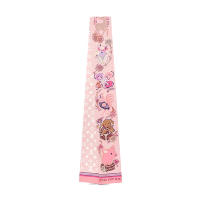 (Women) Louis Vuitton 12 Zodiac Silk Hair Tie Scarf for Women. M71486