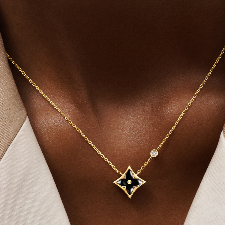 (Women) LOUIS VUITTON 18K Gold Black Onyx Diamond Pendant Necklace for Women. Q93699 圖 5