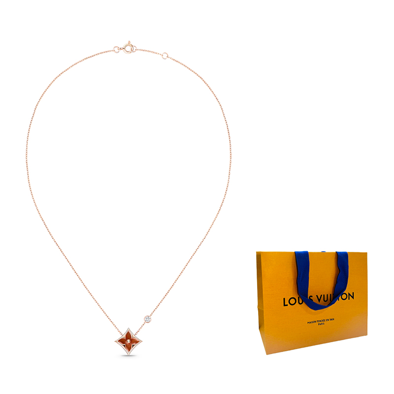 (Women) LOUIS VUITTON 18K Gold Diamond Star Pendant Necklace for Women Q93711 圖 5