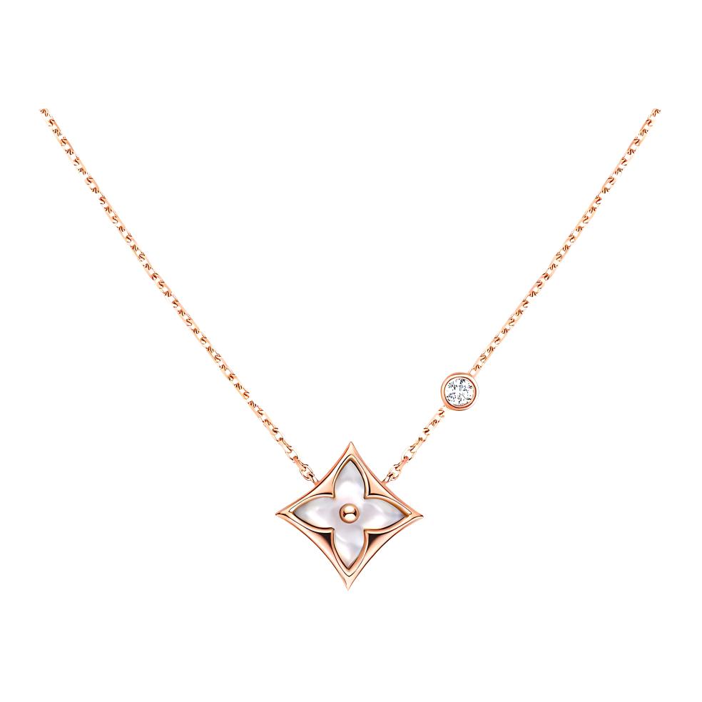 (Women) LOUIS VUITTON 18K Rose Gold Diamond Mother of Pearl Necklace for Women. Q93892