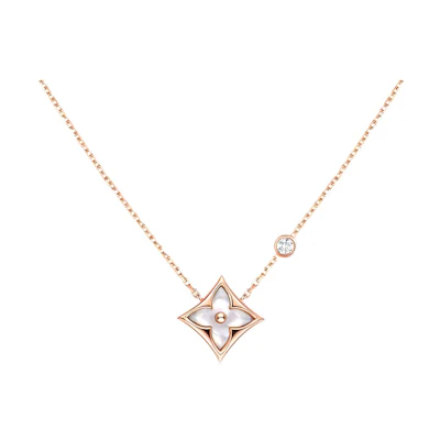 (Women) LOUIS VUITTON 18K Rose Gold Diamond Mother of Pearl Necklace for Women. Q93892
