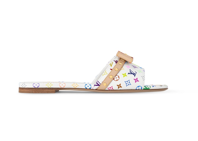 (Women) Louis Vuitton 6AM Flat Mule Takashi Murakami White 1AGZUV