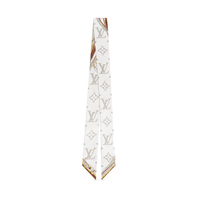 (Women) LOUIS VUITTON Beige Printed Logo Scarf - 2024 Early Spring Collection. M77777