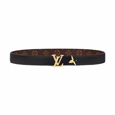 (Women) LOUIS VUITTON Black Leather Belt 3cm with Logo Reversible Buckle. m0699w