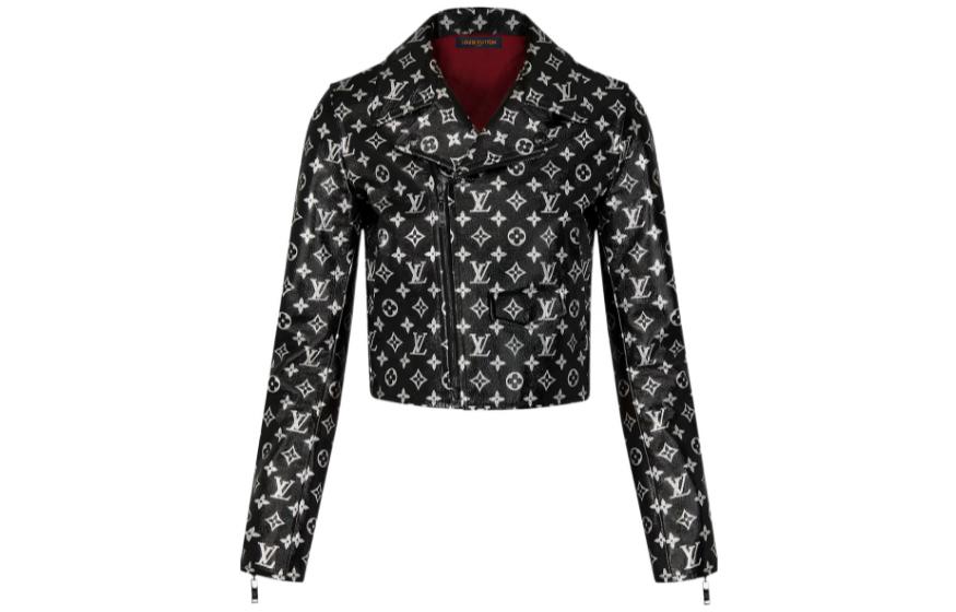 (Women) Louis Vuitton  Black Leather Long Sleeve Casual Jacket. 1A5JPU