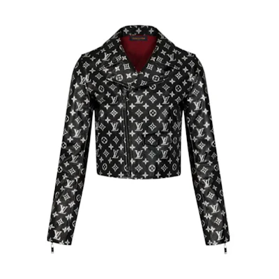 (Women) Louis Vuitton Black Leather Long Sleeve Casual Jacket. 1A5JPU