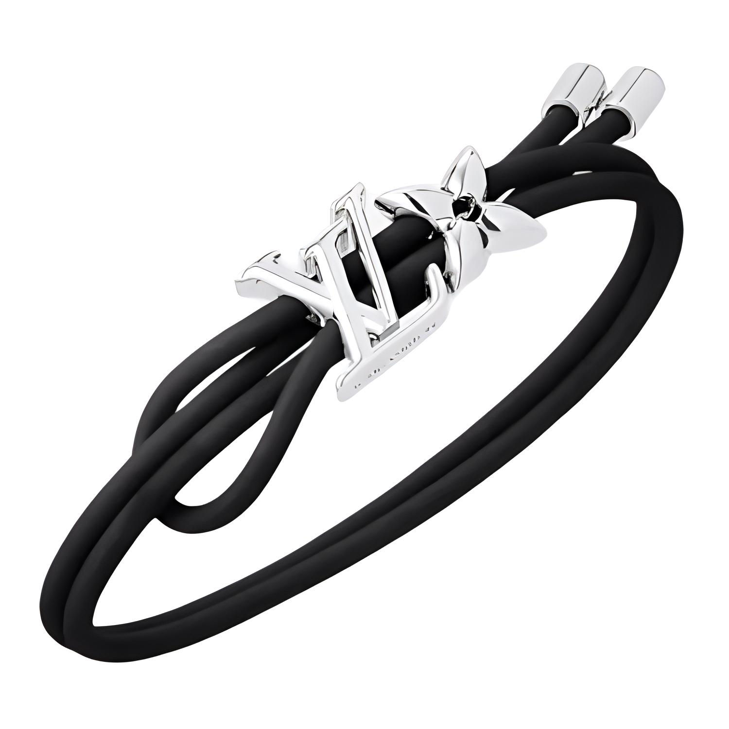 (Women) LOUIS VUITTON  Black Leather Metal Bracelet Original Design M8970Z 圖 3