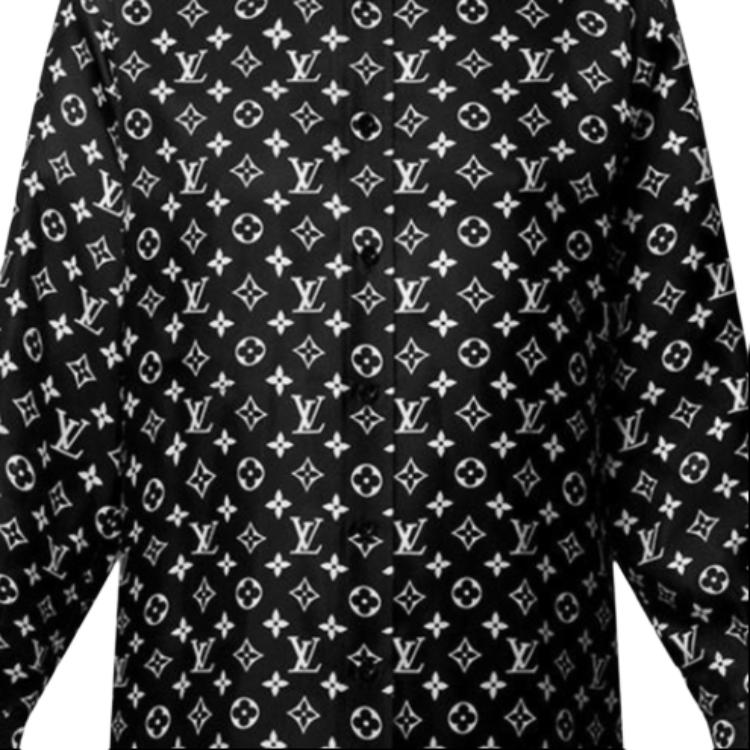 (Women) LOUIS VUITTON  Black Logo Print Long-Sleeve Button-Up Shirt. 1AHENB 圖 5
