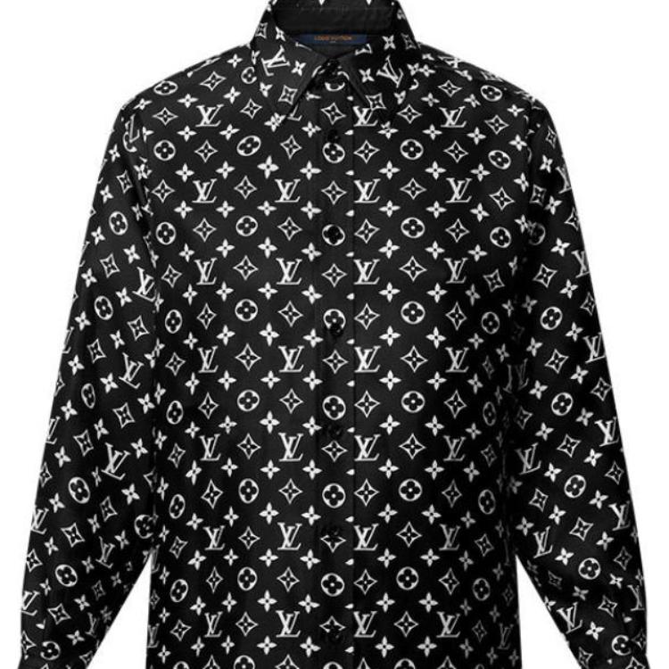 (Women) LOUIS VUITTON  Black Logo Print Long-Sleeve Button-Up Shirt. 1AHENB 圖 7