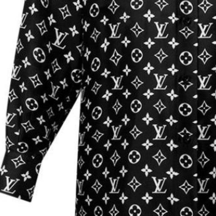 (Women) LOUIS VUITTON  Black Logo Print Long-Sleeve Button-Up Shirt. 1AHENB 圖 8
