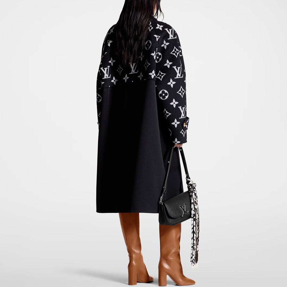 (Women) Louis Vuitton  Black Logo Printed Long Single-Breasted Coat. 1ABTDG 圖 4