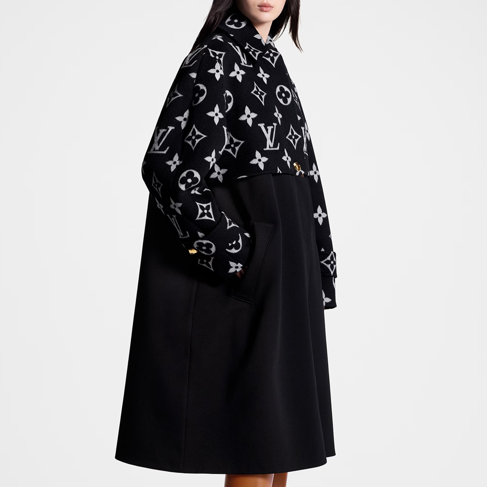 (Women) Louis Vuitton  Black Logo Printed Long Single-Breasted Coat. 1ABTDG 圖 5