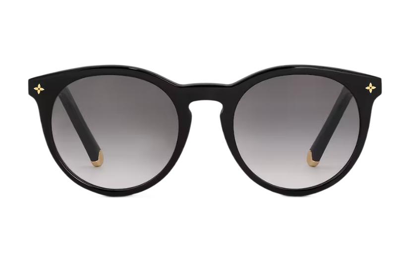 (Women) LOUIS VUITTON  Black Oval Sunglasses with Monogram Floral Detail. Z2004E