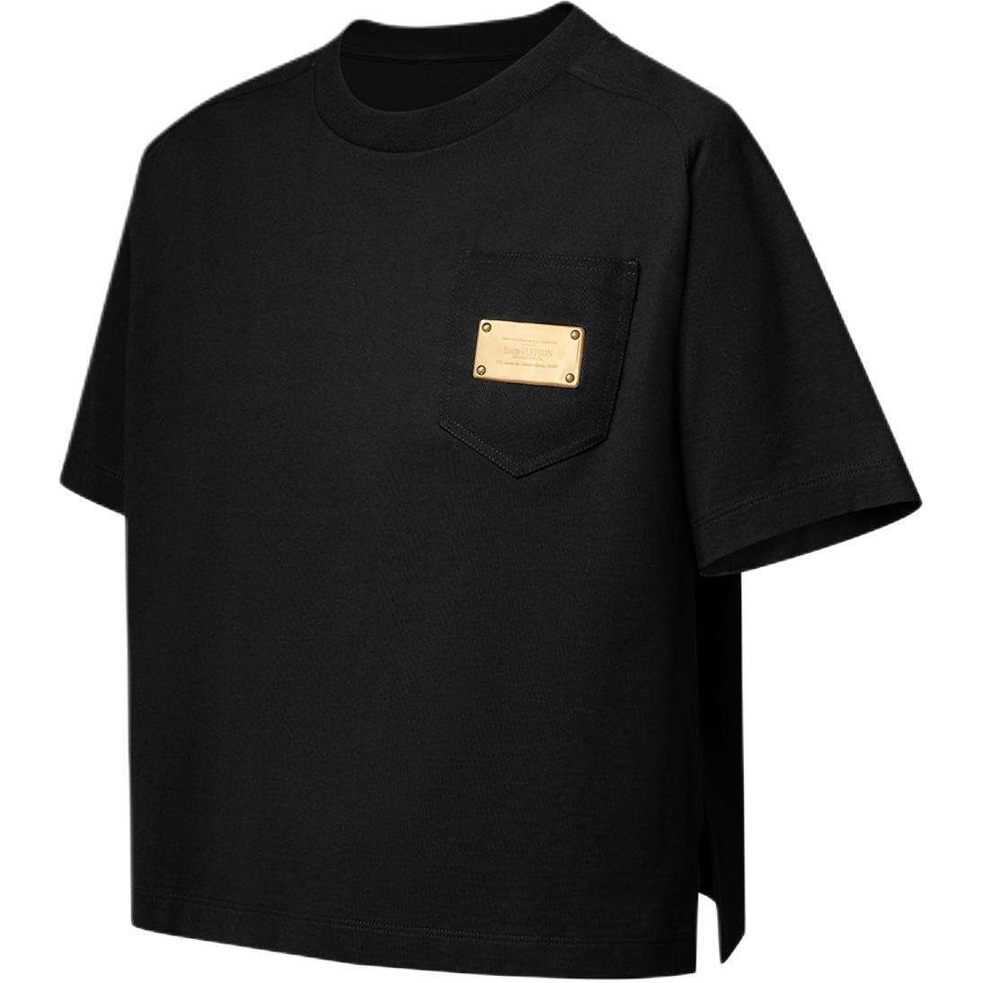 (Women) LOUIS VUITTON  Black Signature Plaque Loose Fit Knit Cotton T-Shirt 1AHX76 圖 4