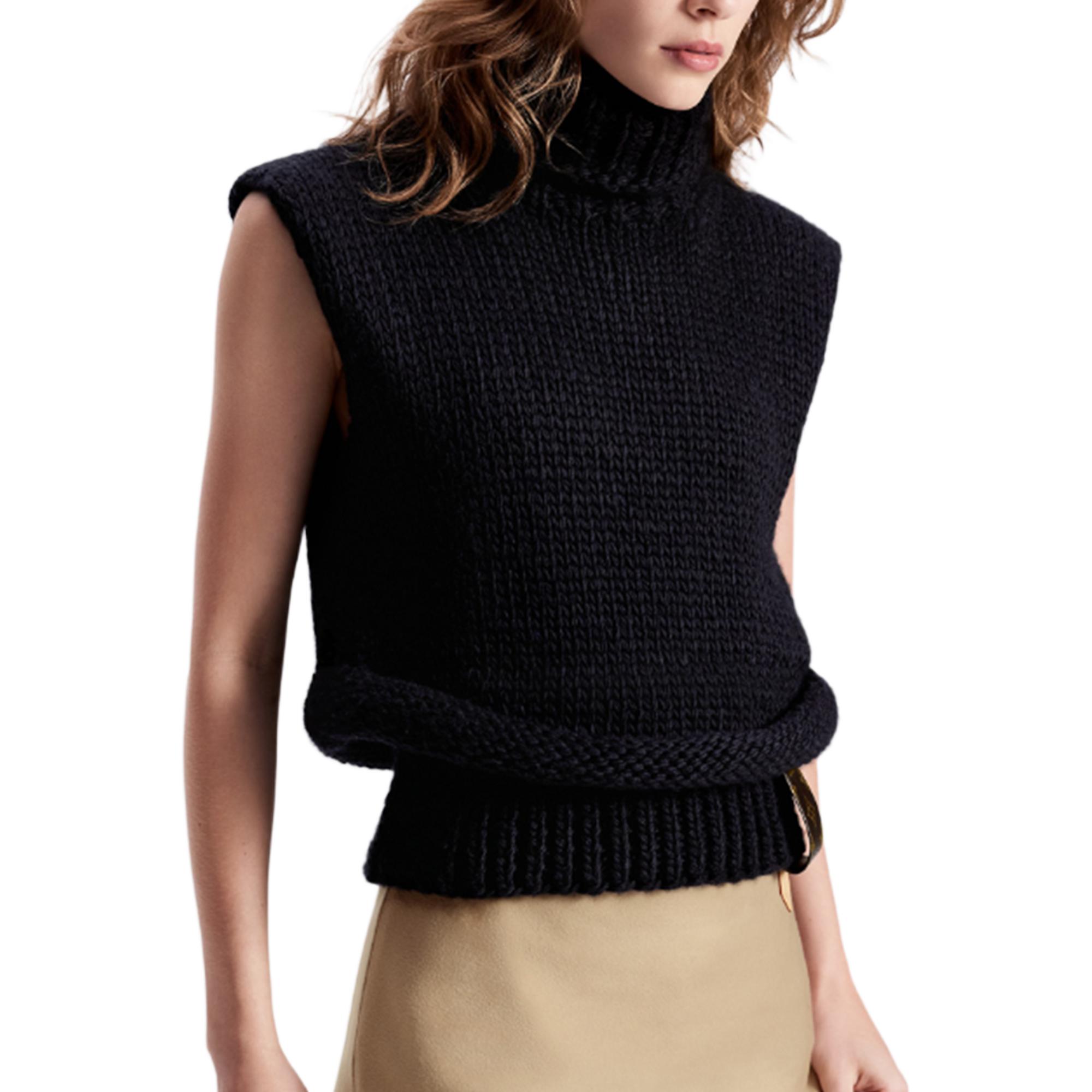 Purchase (Women) LOUIS VUITTON  Black Sleeveless Turtleneck Sweater 1AFUCP