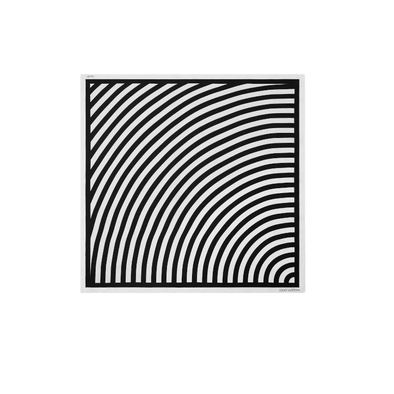 (Women) LOUIS VUITTON  Black Striped Mulberry Silk Scarf. M97352 圖 2