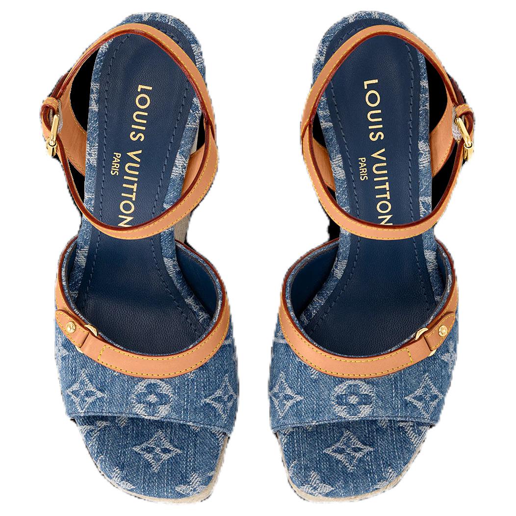 Shop (W) Louis Vuitton Sandal Wedge Gesper Biru 1ACIZP
