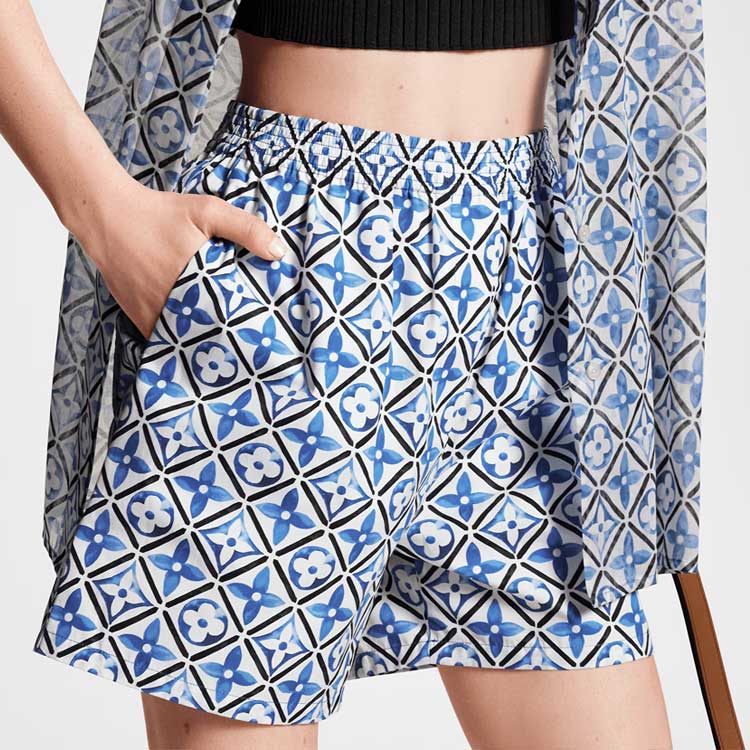 (Women) LOUIS VUITTON  Blue Logo Print Elastic Waist Casual Shorts 1ABQ3V 圖 5