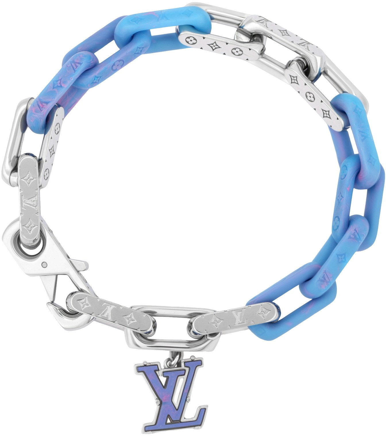 women-louis-vuitton-blue-metal-resin-plexiglass-steel-braided-bracelet-m1229